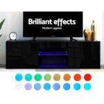 Artiss Entertainment Unit TV Cabinet LED 130cm Black Angus - Image 6