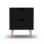 Artiss Bedside Table 2 Drawers - BODEN Black - Image 2