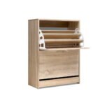 Artiss Shoe Rack Cabinet 24 Pairs 3-tier Wood Nina - Image 3