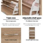 Artiss Shoe Rack Cabinet 60 Pairs 4 Doors - Wood - Image 7