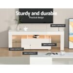 Artiss Entertainment Unit TV Cabinet LED 130cm White Elo - Image 8