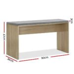 Artiss Dining Bench Upholstery Seat Wooden Chair Oak 90cm - Image 2