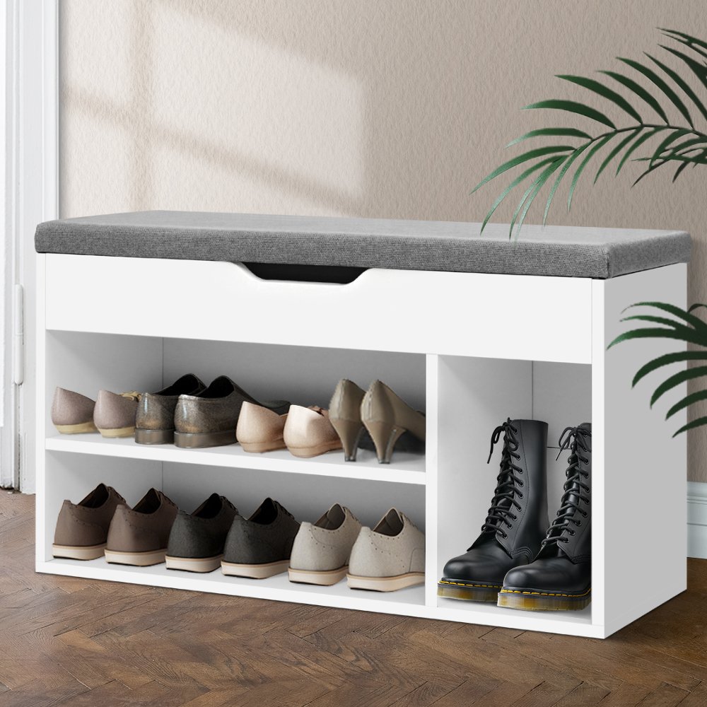 FURNI-N-BENCH-145-WH-20247-06 Artiss Shoe Rack Bench Shoe Cabinet White Allen - Image 1