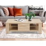 Artiss Coffee Table 1 Drawer Oak Maxi - Image 4
