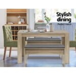 Artiss Dining Table Rectangular 4 Seater 120CM Oak Natu - Image 3