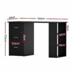 Artiss Computer Desk Drawer Shelf Cabinet Black 120CM - Image 2