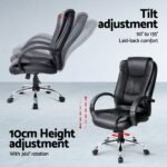Artiss Computer Desk 120cm Executive Office Chair Set PU Leather High Back Black - Image 5