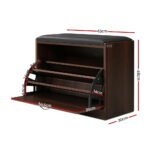 Artiss Shoe Rack Cabinet Bench15 Pairs Walnut Kyla - Image 2