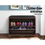 Artiss Shoe Rack Cabinet Bench15 Pairs Walnut Kyla - Image 3