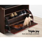 Artiss Shoe Rack Cabinet Bench15 Pairs Walnut Kyla - Image 6