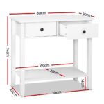 Artiss Console Table 2 Drawers 80CM White Chole - Image 4