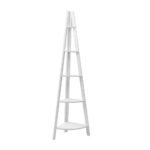 Artiss Bookshelf Corner Shelf 5 Tiers - CANE White - Image 3