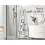 Artiss Bookshelf Corner Shelf 5 Tiers - CANE White - Image 8