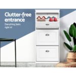Artiss Shoe Rack Cabinet 18 Pairs 3-tier White Sena - Image 5