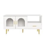 Artiss LED Coffee Table Shelf Drawer Storage White - Image 3
