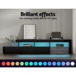 Artiss Entertainment Unit TV Cabinet LED 215cm Black Caya - Image 6