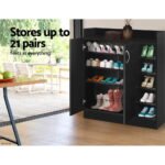 Artiss Shoe Rack Cabinet 21 Pairs Adjustable Shelves Black Clair - Image 5