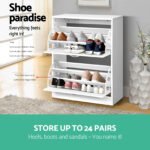 Artiss Shoe Rack Cabinet Adjustable Shelves 24 Pairs White Iris - Image 8