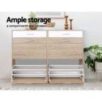 Artiss Shoe Rack Cabinet 36 Pairs Adjustable Shelves Pine Sara - Image 7