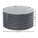 Green Fingers Garden Bed 90X45cm Round Latches Planter Box Raised Galvanised Herb - Image 2