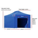 Instahut Gazebo 3x4.5 Pop Up Marquee Folding Tent Wedding Gazebos Camping Outdoor Shade Canopy Blue - Image 2