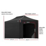 Instahut Gazebo 3x6 Pop Up Marquee Folding Tent Wedding Gazebos Camping Outdoor Shade Canopy Black - Image 2