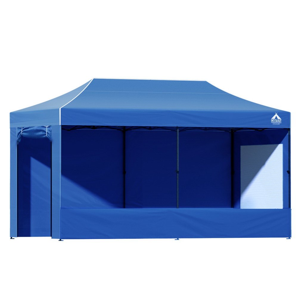 GAZEBO-C-3X6-DX-BLUE-5580-00 Instahut Gazebo 3x6 Pop Up Marquee Folding Tent Wedding Gazebos Camping Outdoor Shade Canopy Blue - Image 1