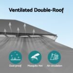 Instahut Gazebo 3x4m Canopy Outdoor Steel Frame Patio Tent Curtains Marquee Grey - Image 5