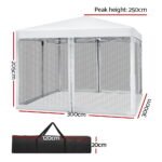 Instahut Gazebo Pop Up Marquee 3x3m Wedding Party Outdoor Camping Tent Canopy Shade Mesh Wall White - Image 2