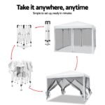 Instahut Gazebo Pop Up Marquee 3x3m Wedding Party Outdoor Camping Tent Canopy Shade Mesh Wall White - Image 4