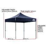 Instahut Gazebo Pop Up Marquee 3x3m Folding Tent Wedding Outdoor Camping Canopy Gazebos Shade Navy - Image 2