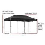 Instahut Gazebo Pop Up Marquee 3x6 Folding Tent Wedding 500D Camping Black - Image 2