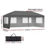 Instahut Gazebo 3x6m Pop Up Marquee Wedding Party Outdoor Camping Canopy Grey - Image 2