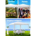 Instahut Gazebo 3x3m Wedding Party Marquee Tent Outdoor Event Camping Canopy Shade White - Image 4