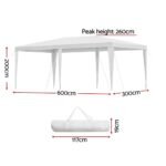 Instahut Gazebo 3x6m Wedding Party Marquee Tent Outdoor Event Camping Canopy Shade White - Image 2
