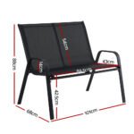 Gardeon Garden Bench Seat Steel Outdoor Patio Park Lounge Backyard Chair Black - Image 3