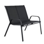 Gardeon Garden Bench Seat Steel Outdoor Patio Park Lounge Backyard Chair Black - Image 4