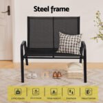 Gardeon Garden Bench Seat Steel Outdoor Patio Park Lounge Backyard Chair Black - Image 5