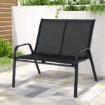 Gardeon Garden Bench Seat Steel Outdoor Patio Park Lounge Backyard Chair Black - Image 7