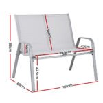 Gardeon Garden Bench Seat Steel Outdoor Patio Park Lounge Backyard Chair Grey - Image 3