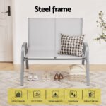 Gardeon Garden Bench Seat Steel Outdoor Patio Park Lounge Backyard Chair Grey - Image 5