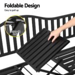 Gardeon Outdoor Garden Bench Seat Loveseat Steel Foldable Table Patio Furniture Black - Image 6