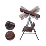 Gardeon Outdoor Swing Chair Garden Chair Bench Furniture Canopy 3 Seater Brown - Image 3
