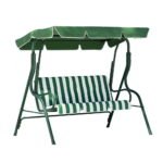 Gardeon Outdoor Swing Chair Garden Bench Furniture Canopy 3 Seater White Green - Image 7