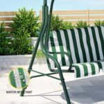 Gardeon Outdoor Swing Chair Garden Bench Furniture Canopy 3 Seater White Green - Image 4
