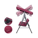 Gardeon Outdoor Swing Chair Garden Bench Furniture Canopy 3 Seater Wine Red - Image 3