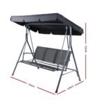 Gardeon Outdoor Swing Chair Garden Bench Furniture Canopy 3 Seater Mesh Black - Image 2