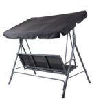 Gardeon Outdoor Swing Chair Garden Bench Furniture Canopy 3 Seater Mesh Black - Image 5