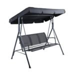 Gardeon Outdoor Swing Chair Garden Bench Furniture Canopy 3 Seater Mesh Black - Image 7