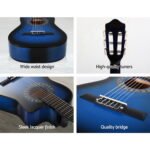 Alpha 34 Inch Classical Guitar Wooden Body Nylon String Beginner Kids Gift Blue - Image 5